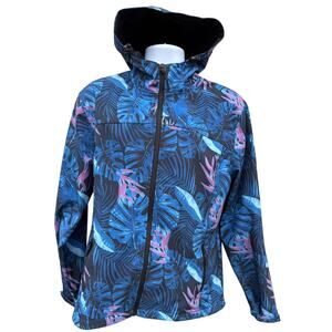 Little Donkey Andy Women's XL Softshell Jacket Hood Fleece Lined Light Print